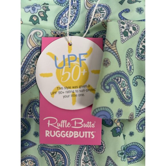 NWT RuffleButts Sea Glass Paisley Flounce Swim Top Only Girls 6 Swim - Picture 5 of 6